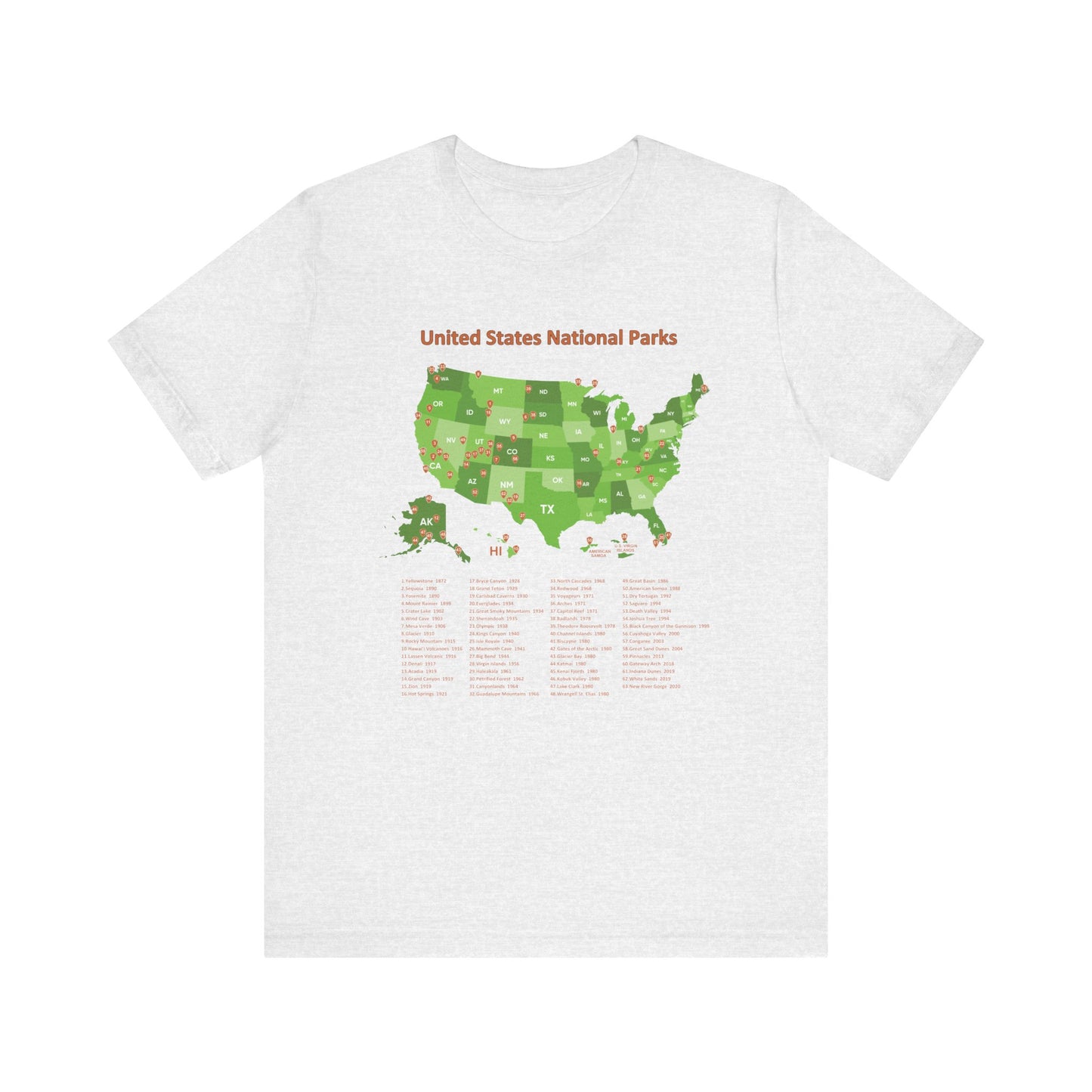 U.S. National Park Map Tee - 7 colors