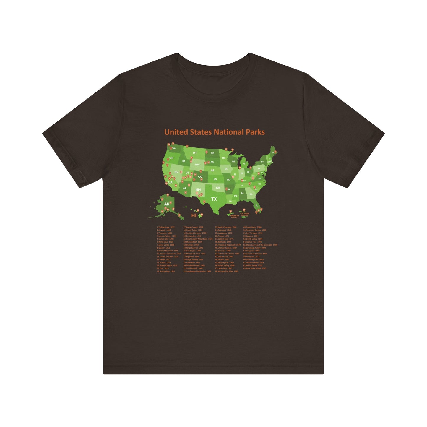 U.S. National Park Map Tee - 7 colors