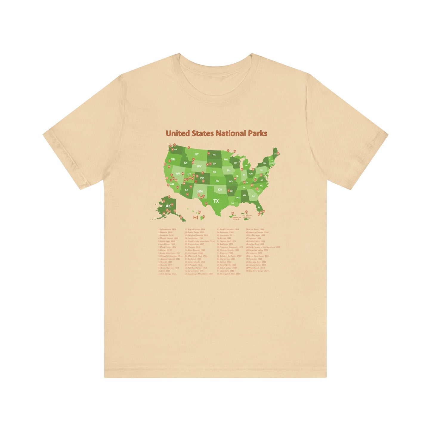 U.S. National Park Map Tee - 7 colors