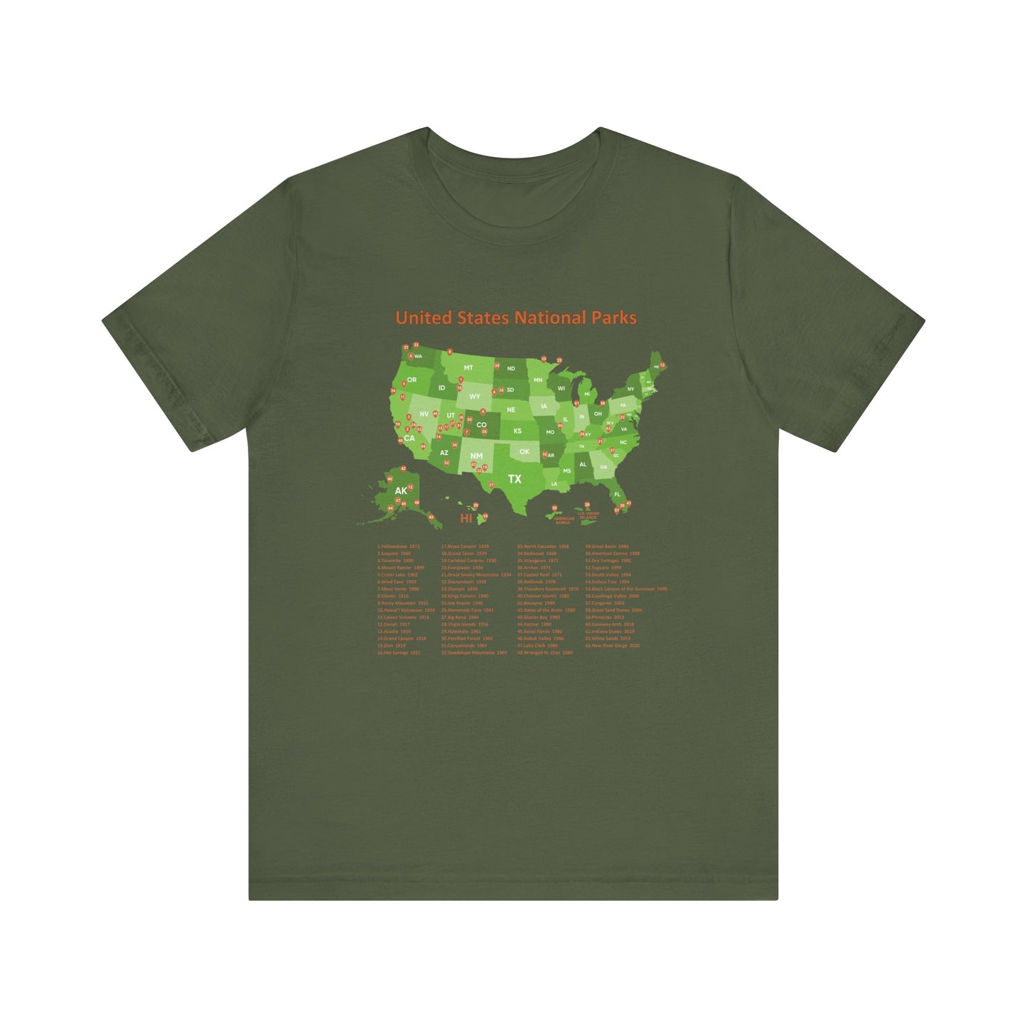 U.S. National Park Map Tee - 7 colors