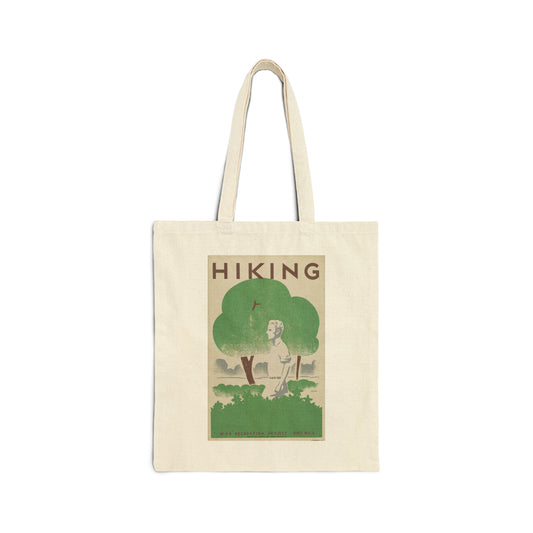 Hiking Vintage Poster Cotton Canvas Tote Bag - 2 colors
