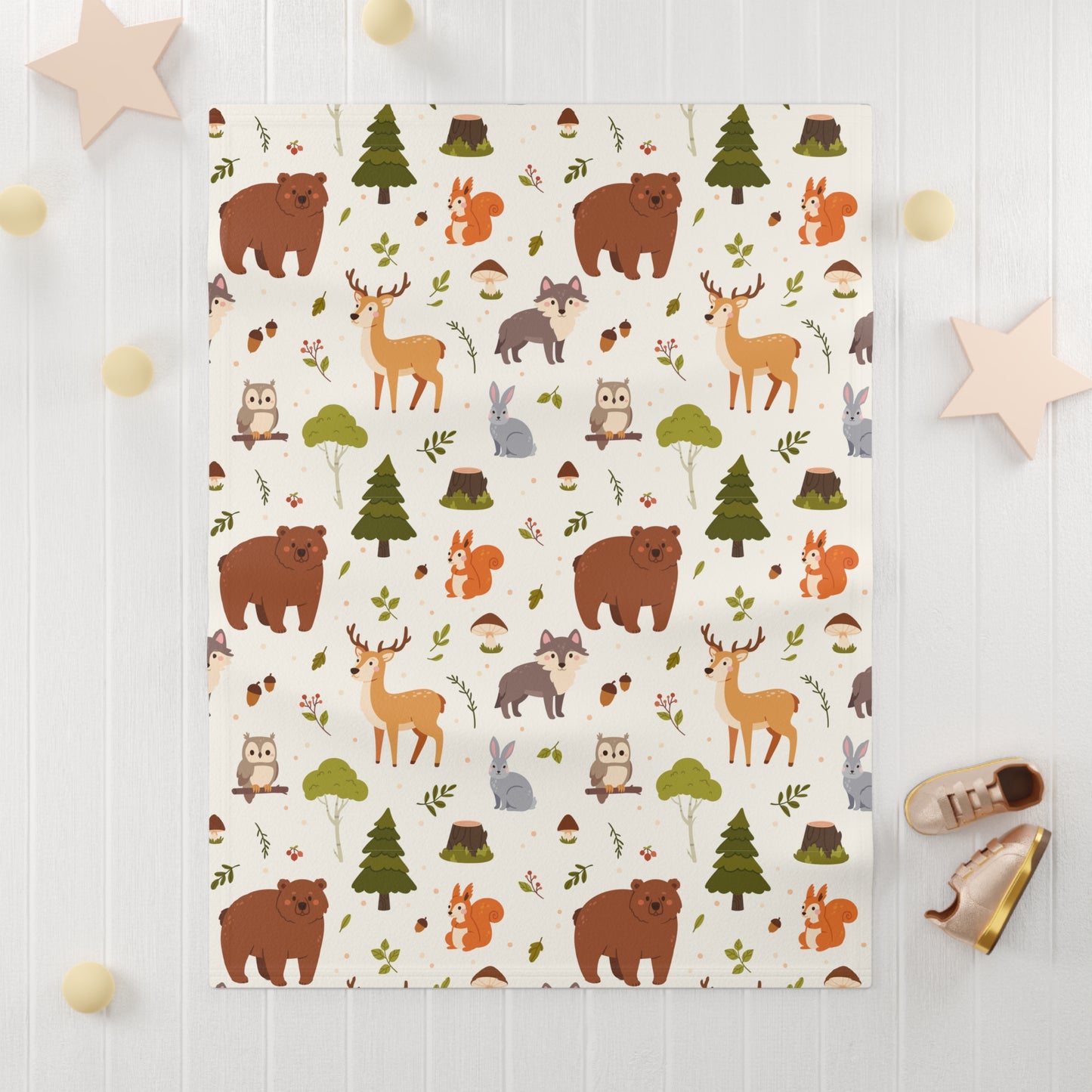 Forest Animal Soft Fleece Baby Blanket - 30"x40"